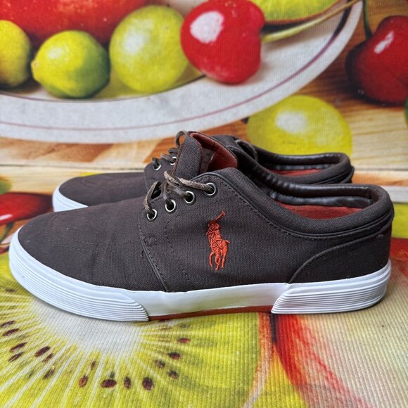 Polo Ralph Lauren Other - Polo Ralph Lauren Mens Size 10D Brown Faxon Low Canvas Sneakers Casual Shoes